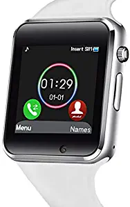 321OU Smart Watch Touch Screen Bluetooth Smart Watch Smartwatch Phone Fitness Tracker SIM SD Card Slot Camera Pedometer Compatible iPhone iOS Samsung LG Android Men Women Kids (White)