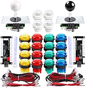Qenker 2 Player LED Arcade DIY Parts 2X USB Encoder + 2X Joystick + 20x LED Arcade Buttons for PC, MAME, Raspberry Pi, Windows (Mixed Color Kit)
