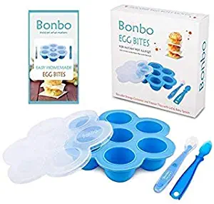 Bonbo Instant Pot Silicone Egg Bites Molds Fits 5,6,8 qt Pressure Cooker, FDA approved Reusable Storage Container & Freezer Tray with Lid and 2 Baby Spoons