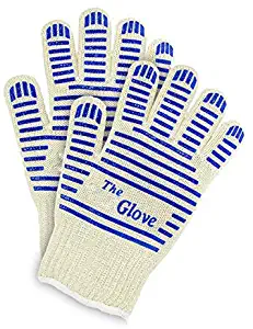 AZOKER BBQ Gloves - 932℉ Extreme Heat Resistant EN407 Certified - Silicone Non-Slip Cooking Gloves-Improved Oven Mitts-Oven Gloves for Cooking, Welding-14 (One Size Fits Most, White)