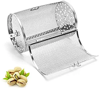Falytemow Stainless Steel Rotisserie Grill Roaster Drum Oven Basket Oven Roast Baking Rotary for Peanut Dried Nut Coffee Beans BBQ 11.81x4.72 inch (12x30cm)