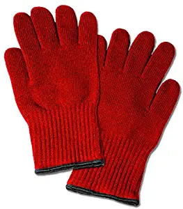 Imperial Home Oven Gloves - Oven Mitts with Fingers - Mulit-Use Ultra Thick BBQ Oven Gloves - Blue, Red, Extra Long (Red) - Oven-Safe Gloves for Roasting, Broiling, Sauteeing, and Grilling