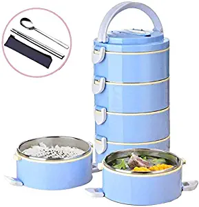 ERGDFH Bento Lunch Box, Leakproof Caloric Food Storage Container Can Be Secondhand in Microwave Oven Stainless Steel Stackable with Cutlery