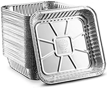 [50 Pack - 8"x8"] Propack Disposable Aluminum Foil Meal Prep Cookware Square Pans, Oven, Toaster, Grill, Cooking, Roasting, Broiling, Baking, Event, Take Out, Restaurant