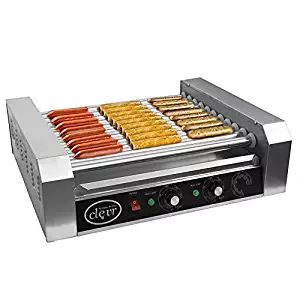 Clevr Commercial Hotdog Roller Machine 11 Roller and 30 Hot Dog Grill Cooker Warmer