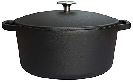 Enameled Cast Iron Dutch Oven, DEALLINK Classic Enamel Dutch Oven Ceramic Coated Cookware French Oven with Self Basting Lid (Black, 2.8QT)