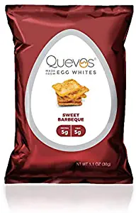Quevos Sweet Barbeque - High Protein Egg White Chips - High Fiber Crunchy Snack Made with Avocado Oil - Gluten Free, Grain Free, and Guiltless (1.1 oz Bags - 12 Pack)