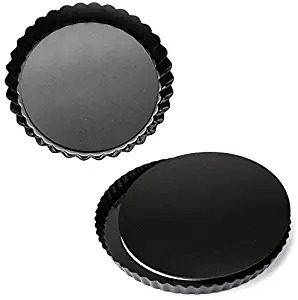 MJ Kitchen 2 Pack 11 Inch Removable Bottom Tart Pan, Quiche Pan, Pie Pan with Removable Base, Non-Stick Tart Pie Quiche Baking Dish