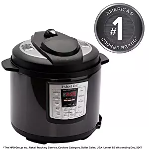 Instant Pot LUX60 Black Stainless Steel 6 Qt 6-in-1 Multi-Use Programmable Pressure Cooker, Slow Cooker, Rice Cooker, Saute, Steamer, and Warmer