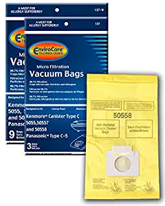 EnviroCare Replacement Vacuum Bags for Kenmore Canister Type C or Q 50555, 50558, 50557 and Panasonic Type C-5 12 pack