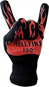 HellFire BBQ & Ove Gloves are Extremely Flame & Heat Resistant Barbecue Mitts with Silicone Fingers for Grilling, Smoker, Pit, Fireplace, Camping, or Kitchen Oven - EN407 Rated to 932 Fahrenheit