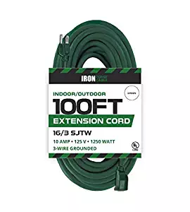 Iron Forge Cable 100 Ft Outdoor Extension Cord - 16/3 Durable Green Cable