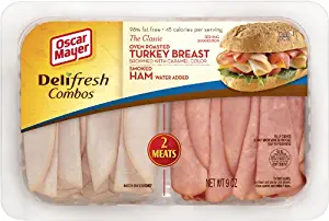 OSCAR MAYER LUNCH MEAT COLD CUTS COMBO DELI FRESH OVEN ROASTED TURKEY BREAST AND SMOKED HAM 9 OZ PACK OF 3