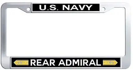 US Navy Rear Admiral Car Tag Frame,Stainless Steel License Plate Covers