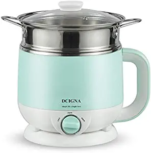 DCIGNA Electric Hot Pot, 1.5L Electric Noodle Cooker, Stainless Steel Mini Shabu Hot, Perefect For Boiling Water, Ramen, Egg, Pasta, Dumpling, Soup, Oatmeal (Blue)