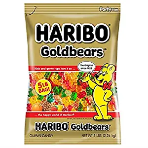Haribo Gummi Candy, Goldbears Gummi Candy, 5 Pound Bag