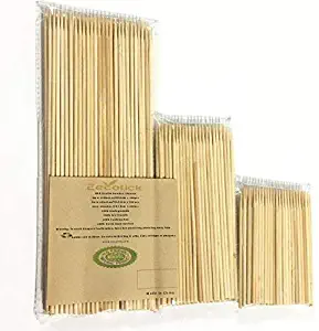 Eecotick Bamboo Skewers 6 inches(15.24cm)+4 inches(10.16cm)+10 inches (25.4cm), Set of 300, 100 Pieces per Pack,3 mm Thick, no Splinter nor Flimsy, Great for shish-kabobs, Seafood and All Grilling