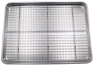 Checkered Chef Baking Sheet and Rack Set - Aluminum Cookie Sheet/Half Sheet Pan for Baking with Stainless Steel Oven Safe Cooling Rack