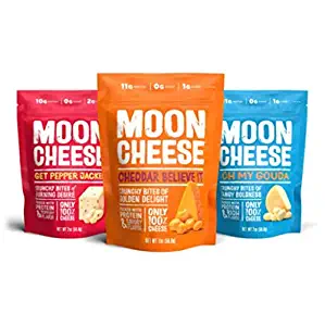 Moon Cheese - 100% Natural Cheese Snack - Variety (Cheddar, Gouda, Pepper Jack) 2 oz - 3 Pack