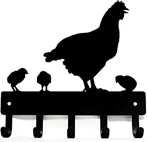 The Metal Peddler Hen Chicks Chickens Farm Key Rack - Large 9 inch Wide