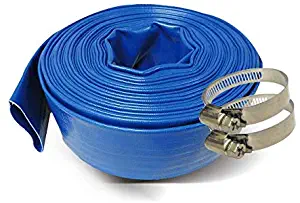 Schraiberpump 2-Inch by 100-Feet- General Purpose Reinforced PVC Lay-Flat Discharge and Backwash Hose - Heavy Duty (4 Bar) 2 CLAMPS INCLUDED