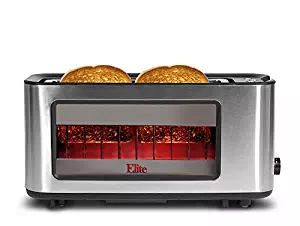 Elite Platinum ECT-153 Maxi-Matic 2-Slice Glass Sided Toaster, Silver