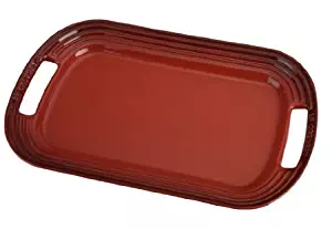 Le Creuset Stoneware 12" Oval Serving Platter, Cerise (Cherry Red)