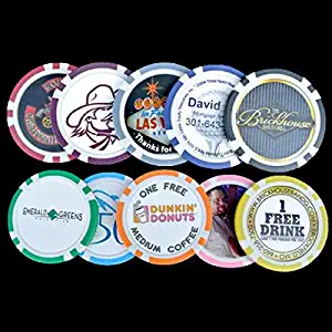 Custom Made Casino Personalized Poker Chips with your photo, logo or imprint on both sides in full color! - 100 Chips