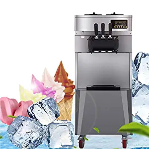 Commercial Ice Cream Machine，vinmax 20L/H 1850W Stand Commercial Three Flavors Ice Cream Machine 304 Stainless Steel Automatic Perfect for Restaurants Snack Bar supermarkets US Shipping