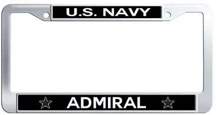 US Navy Admiral 1 Star Car License Plate Frame Holder,Stainless Steel Car Auto Tag Frame