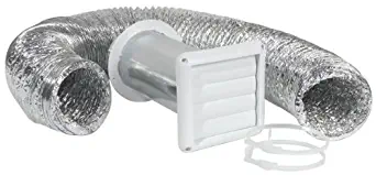 Imperial 4" x 8-Foot Louvered Vent with Flexible Aluminum Ducting, Dryer Vent Kit, White, VT0271-A