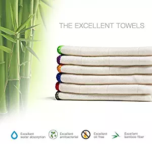 100% Bamboo Kitchen Dish Cloths (6 Pack) White Washcloths Dish Towels, Cleaning Cloths & Dish Rags(12 x 12 Inch), Ultra Absorbent Better Than Cotton