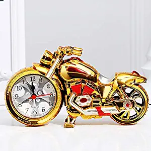 Mlida Luxury Retro Style Motorcycle Alarm Clock, Unique Eye-catching Exquisite Motorbike Sporting Unique Gift for Motor Lovers,Kids,Boys (Gold)