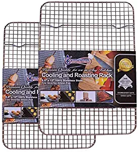 Kitchenatics 100% Stainless Steel Cooling, Roasting and Baking Racks fit Small Quarter Sheet Pans - Heavy Duty, Wire Metal Racks, Oven, Grill & Dishwasher Safe for Cooking, BBQ (8.5" x 12" - SET OF 2)