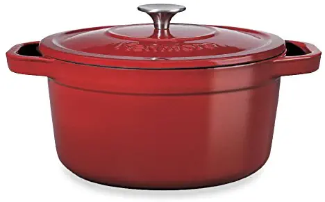 Kenmore 19252 7 Quart Cast Iron Enameled Coated Dutch Oven in Red