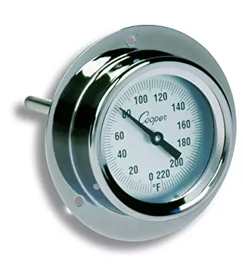 Cooper-Atkins 2225-02-5 Stainless Steel Bi-Metals Industrial Flange Mount Thermometer, 0 to 220 Degrees F Temperature Range