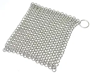 Mythrojan Chainmail Scrubber Stainless Steel Skillet Pan Griddle Cleaning Scrubber with Hanging Ring