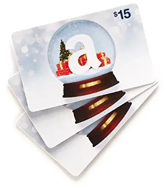 Amazon.com $15 Gift Cards, Pack of 3 (Holiday Globe Card Design)