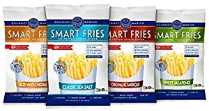Gourmet Basics Smart Fries Variety Pack - Air Popped Low Calorie Snacks - Gluten Free, Low Fat, non-GMO - Reduced Fat Potato Chips Stres 1oz 4-Flavor Variety Pack (Pack of 20)