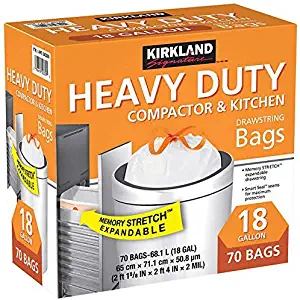 Kirkland Signature Compactor Kitchen Trash Bag with Gripping Drawstring Secure Full Size