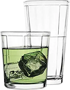 Circleware 40198 Boardwalk Huge 12-Piece Glassware Set of 6-15.75 oz & 6-12.5 oz Drinking Glasses and Whiskey Cups, Highball Beverage Tumbler for Water, Beer, Juice, Ice Tea, 12pc, Clear