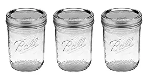 Ball Jar with Lid and Band - Pick Your Size and Color (Clear, Wide Mouth Pint - 16 oz.)