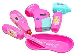 Doctor Set - your 3 year old girl Dr will be amazed to open up the pink box to find medical instruments; medical tray, magnifier, otoscope, bandage tweezers, thermometer and blood pressure monitor
