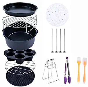 WarmHut 11-Piece Air Fryer Accessories Kit 7 Inch with 60Pcs Non-Stick Air Fryer Parchment Liners, Compatible with Ninja Power Phillips Gowise, Fit all 3.2QT - 5.8QT