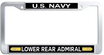 US Navy Lower Rear Admiral Car Tag Frame,Stainless Steel Car License Plate Covers