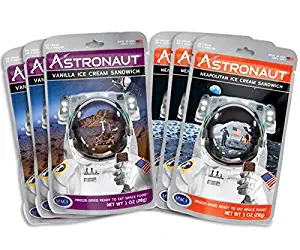 Astronaut Foods Freeze-Dried Ice Cream Sandwich, NASA Space Dessert, Variety Pack with Vanilla and Neapolitan, 6 Count