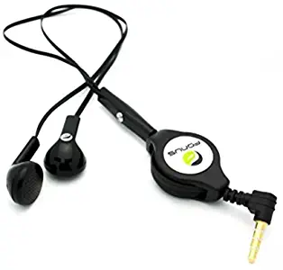 BLACK Retractable Stereo Headset Wired Dual Earbuds Earphones with Microphone for Net10, Straight Talk, Tracfone Samsung Galaxy Proclaim, Galaxy S2, Galaxy Precedent, Discover, Ace Style - ZTE Quartz - LG Optimus Fuel - LG Ultimate 2 - ZTE Z998 - SKY 4.0