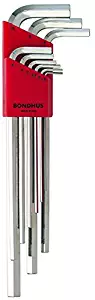 Bondhus 17199 Set of 9 Hex L-wrenches with BriteGuard? Finish, Extra Long Length, sizes 1.5-10mm