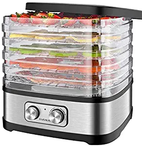 EVERUS Food Dehydrator Machine Food Dryer Dehydrator for Beef Jerky, Fruits, Vegetables, Adjustable Temperature Control Electric Food Dehydrator with 5 BPA-free Trays, 240W, Recipe Book Included