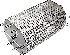 OneGrill Performer Series Universal Fit Grill Rotisserie Spit Rod Basket; Stainless Steel Tumble & Flat Basket in One.(Fits 5/8" Hexagon & 1/2" Square Spits)